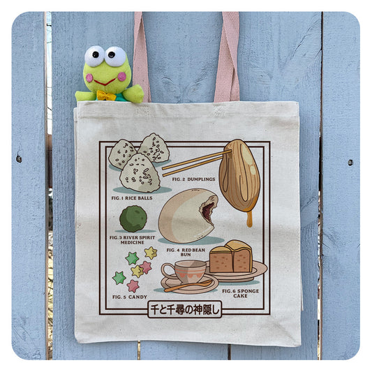 Spirit Bathhouse Food Chart Contrast Handle Tote Bag