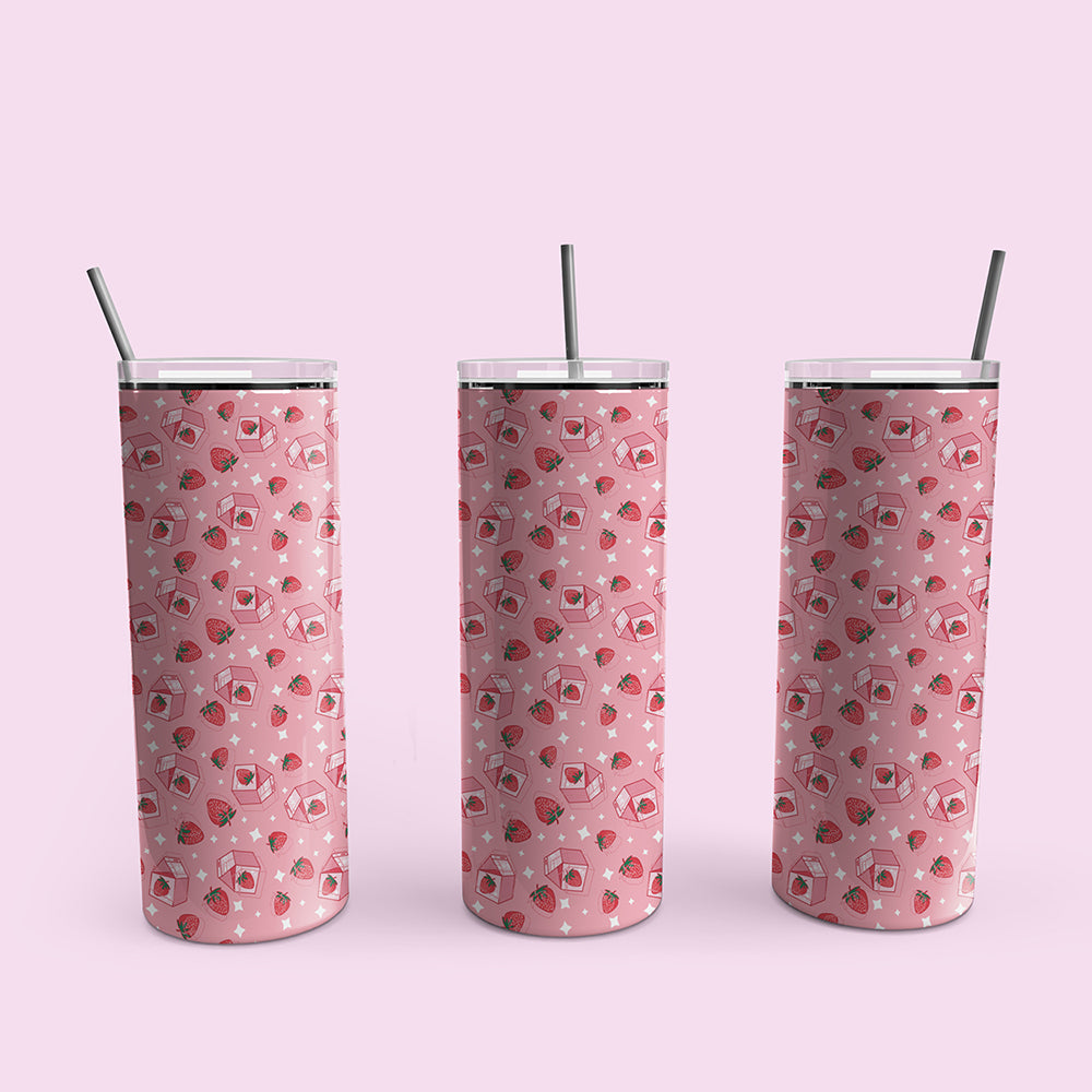 Strawberry Milk Patterned Skinny Tumbler