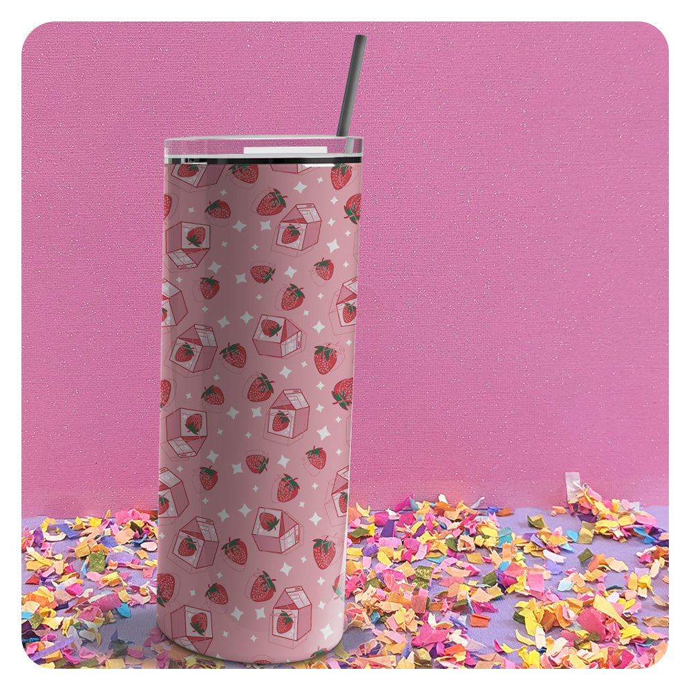 Strawberry Milk Patterned Skinny Tumbler