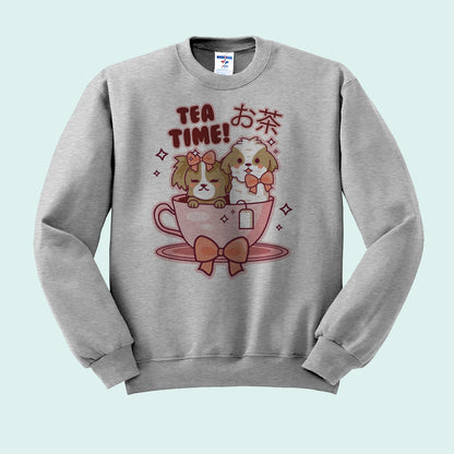 Tea Time Puppies Crewneck Sweatshirt