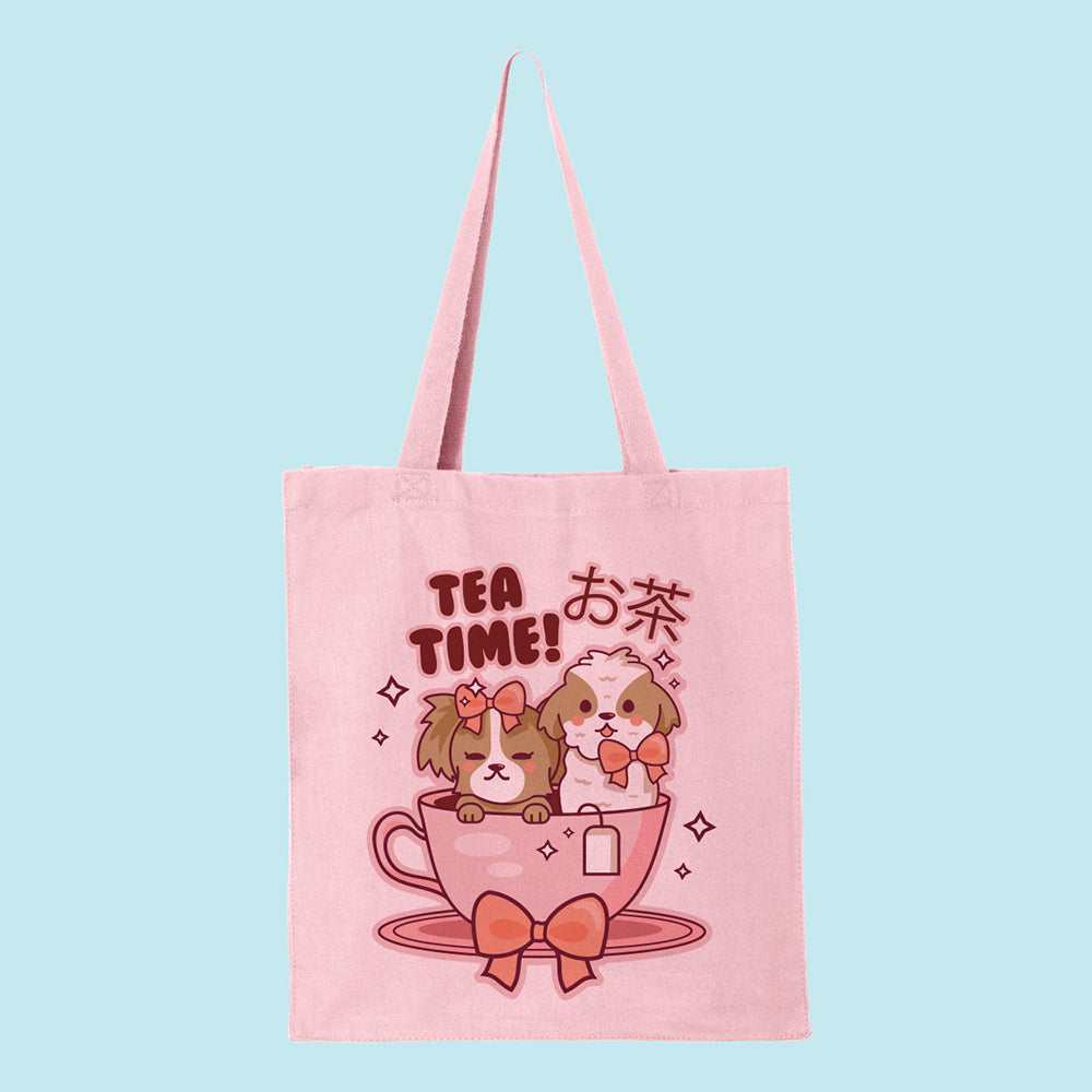 Tea Time Puppies Tote Bag