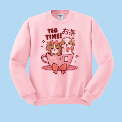 Tea Time Puppies Crewneck Sweatshirt