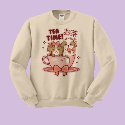 Tea Time Puppies Crewneck Sweatshirt