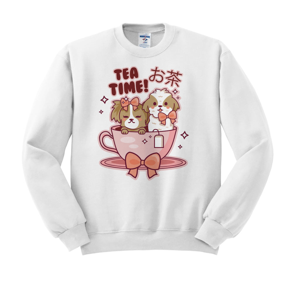 Tea Time Puppies Crewneck Sweatshirt