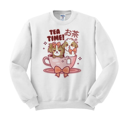 Tea Time Puppies Crewneck Sweatshirt