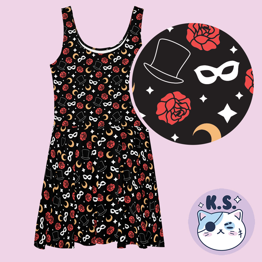 Tuxedo Moon Patterned Skater Dress