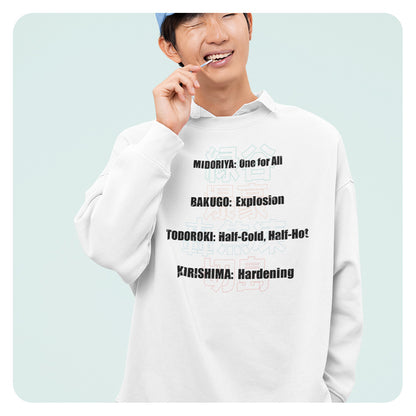 Hero Quirk List Crewneck Sweatshirt