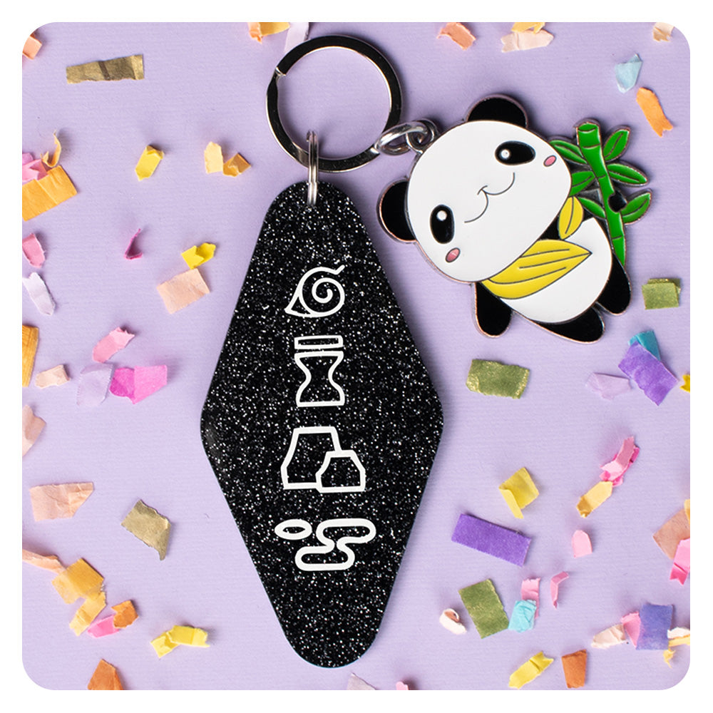 Ninja Village Symbols Glitter Keychain