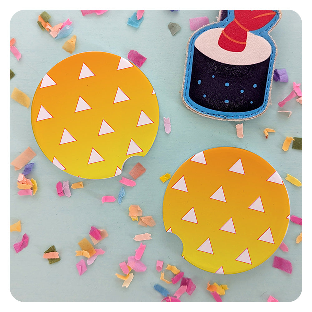 Zenitsu Patterned Car Coasters