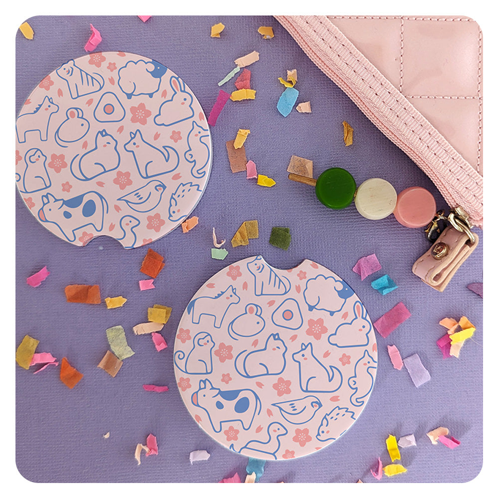 Zodiac Animals Patterned Car Coasters