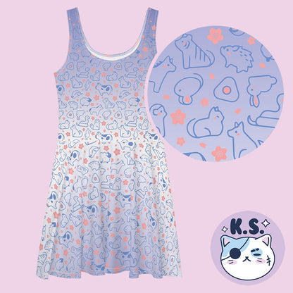 Zodiac Animals Gradient Pattern Skater Dress