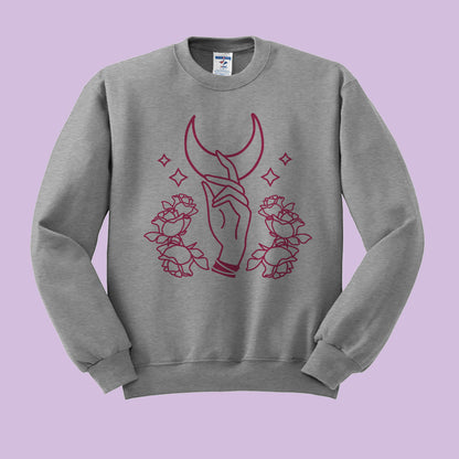 Hand Reaching for Moon Crewneck Sweatshirt