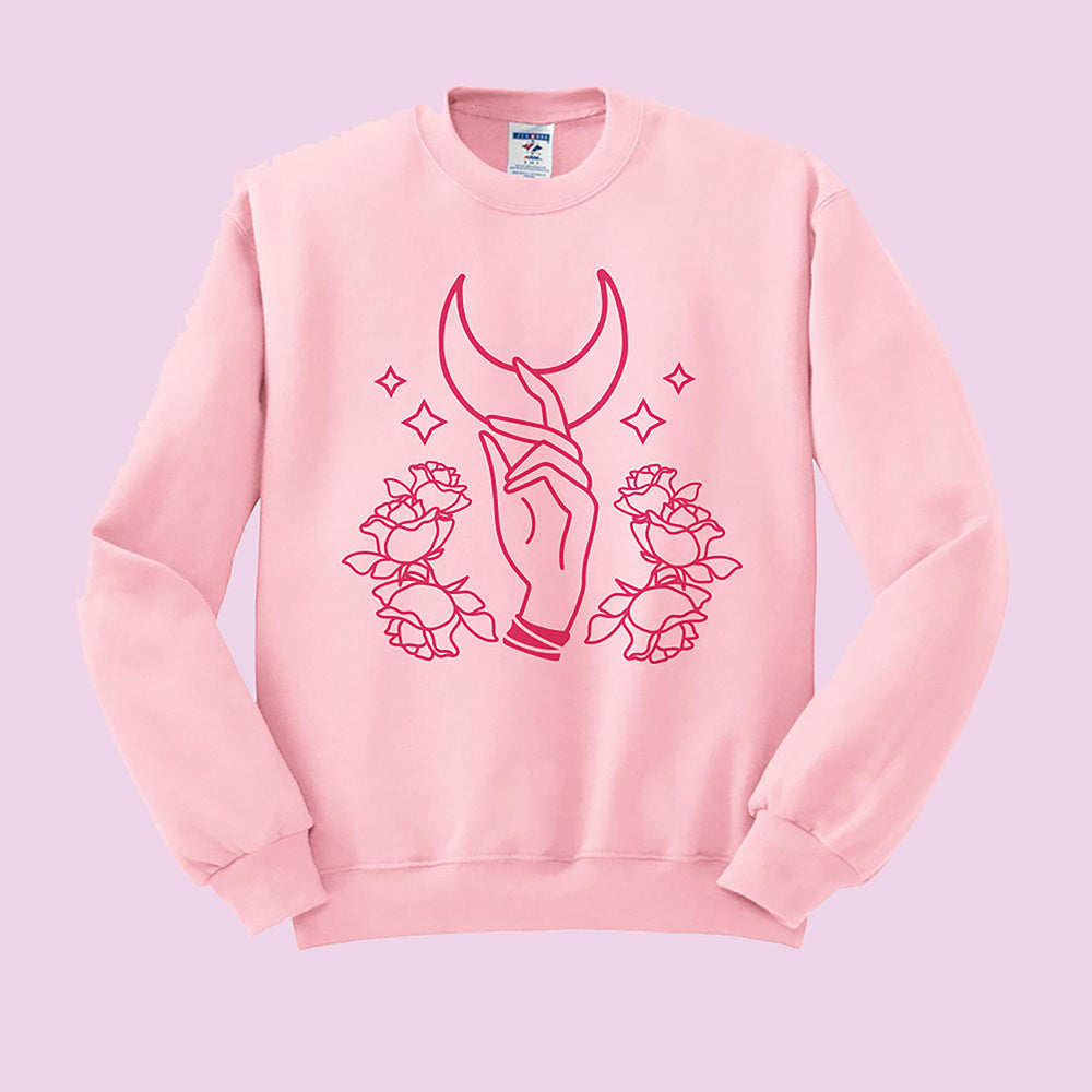 Hand Reaching for Moon Crewneck Sweatshirt