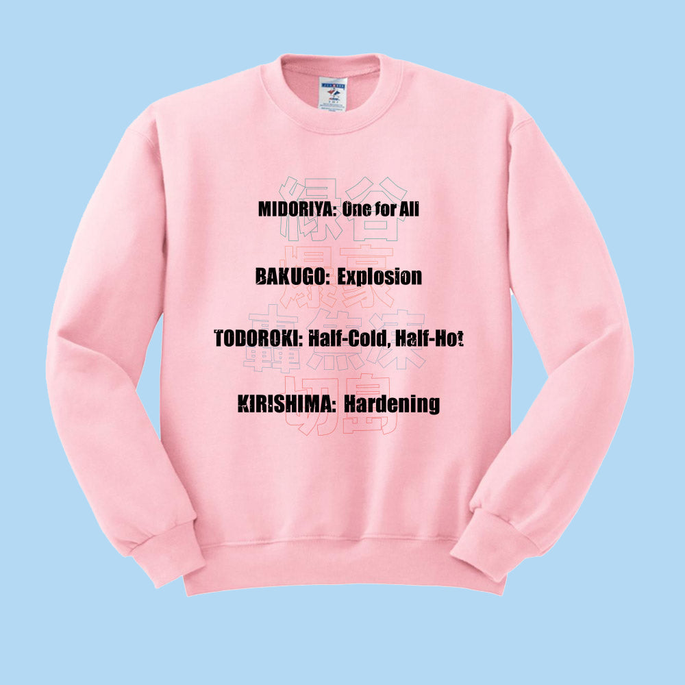 Hero Quirk List Crewneck Sweatshirt