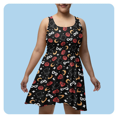 Tuxedo Moon Patterned Skater Dress