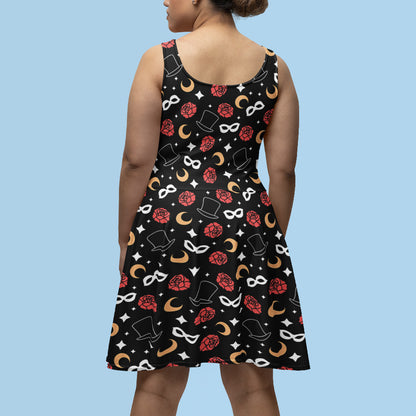 Tuxedo Moon Patterned Skater Dress